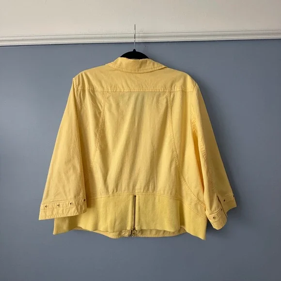 Chico's Size 3 XL Yellow 3/4 Sleeve lightweight unlined Full Zip Pockets - Picture 9 of 9